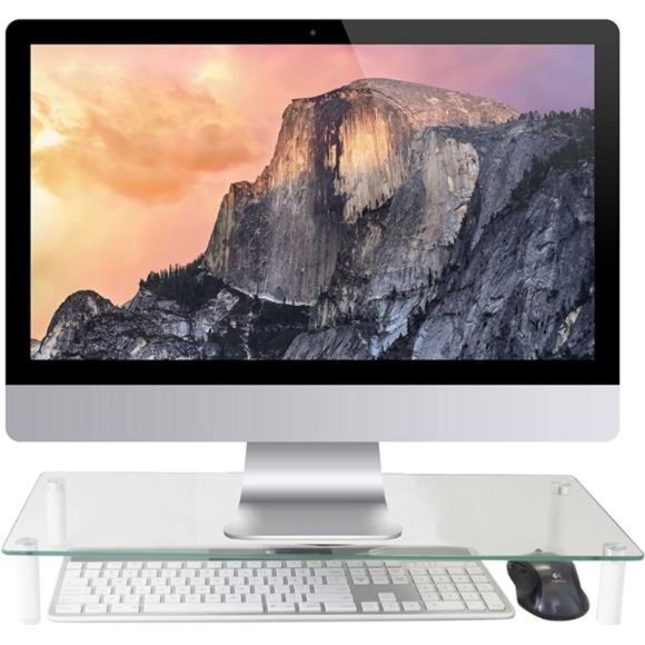 Kantek Glass Monitor Riser, 22" X 8.25" X 3.25", Clear, Supports 40 Lbs - Picture 4 of 6